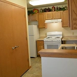 Aster Place senior living community offering independent living, assisted living, memory care, and respite care in Lafayette, IN, apartment kitchen