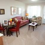 Meadowlark Estates Gracious Retirement Living Hawthorn Senior Independent Living in Lawrence, Kansas apartment living room