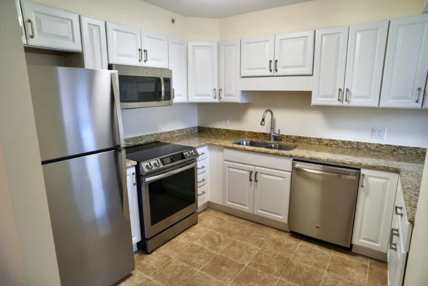 Kitchen inside one of the apartments