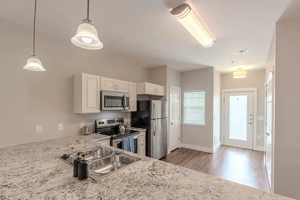 Senior apartment kitchen and dining area