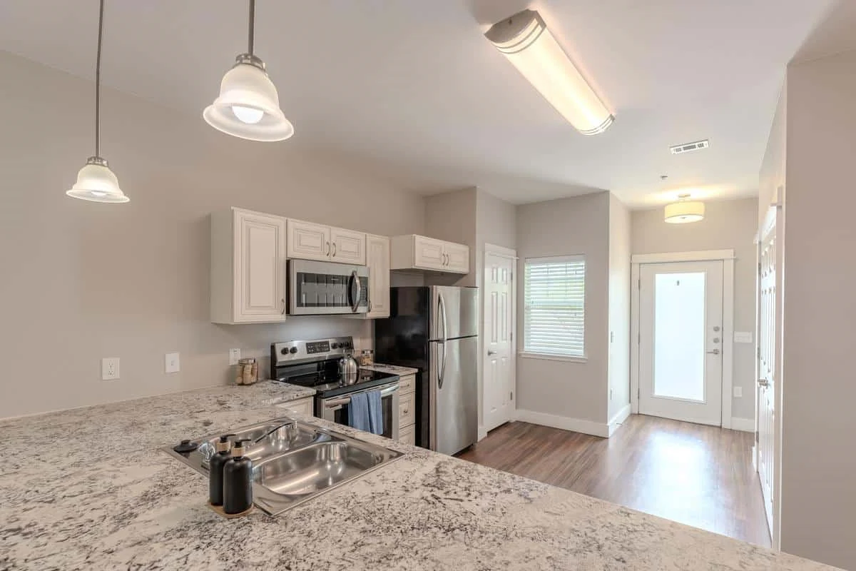 Senior apartment kitchen and dining area