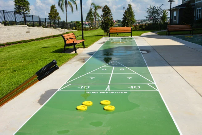 Orchard Heights Gracious Retirement Living Hawthorn Senior Independent Living in Clermont, Florida outdoor shuffleboard