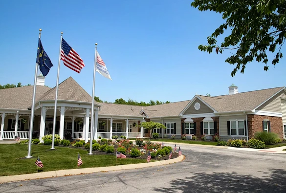 The Commons at Honey Creek Assisted Senior Living in Terre Haute, IN front exterior driveway entrance