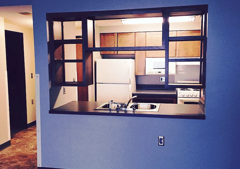 Ligutti Tower independent senior living apartment kitchen