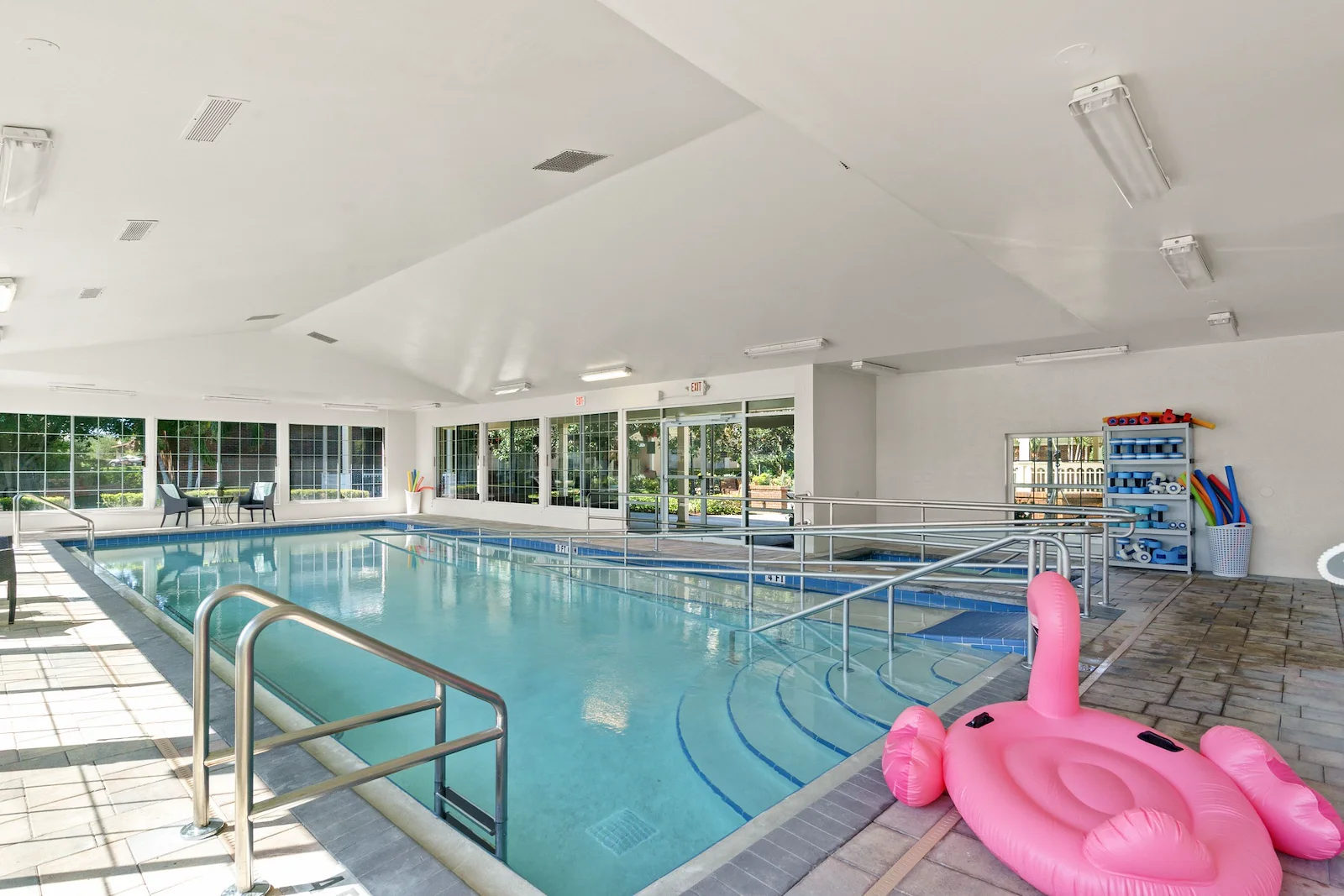 The saltwater pool and hot tub beckon you.