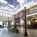 Fieldstone Memory Care of Silverdale town square with a cafe and a theatrea