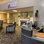Avamere at South Hill senior living community offering assisted living and respite care in Spokane, WA, lobby with front desk and common sitting area