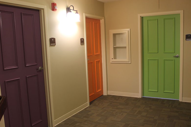 Signature colored apartment doors 