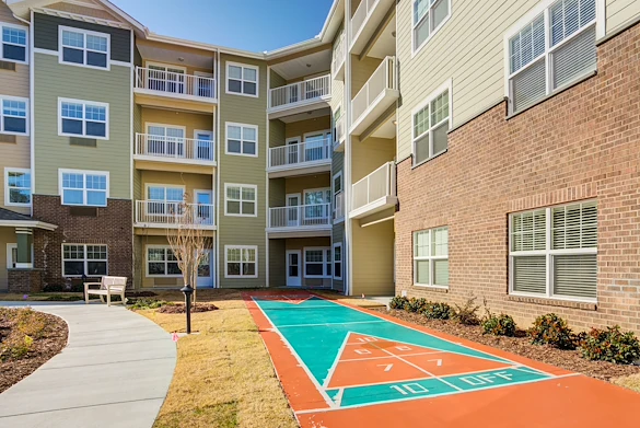 Azalea Estates Gracious Retirement Living Hawthorn Senior Independent Living in Chapel Hill, North Carolina rear exterior game area