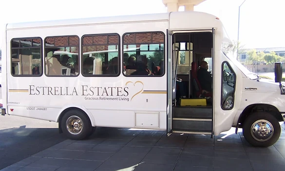 Estrella Estates Gracious Retirement Living Hawthorn Senior Independent Living in Goodyear, Arizona transportation bus