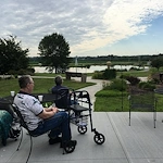 Courtyard view of the lake