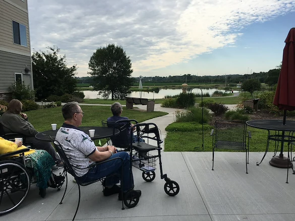 Courtyard view of the lake