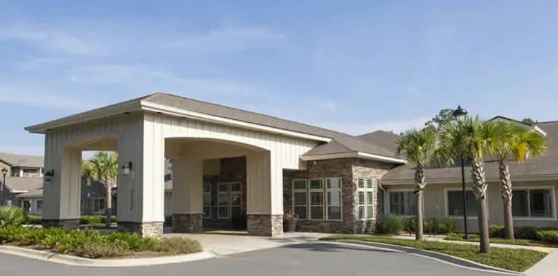 Azalea Gardens Senior Living community offering assisted living and memory care in Tallahassee, FL, front exterior and entrance
