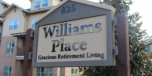 Williams Place Gracious Retirement Living Hawthorn Senior Independent Living in Davidson, North Carolina front exterior welcome sign