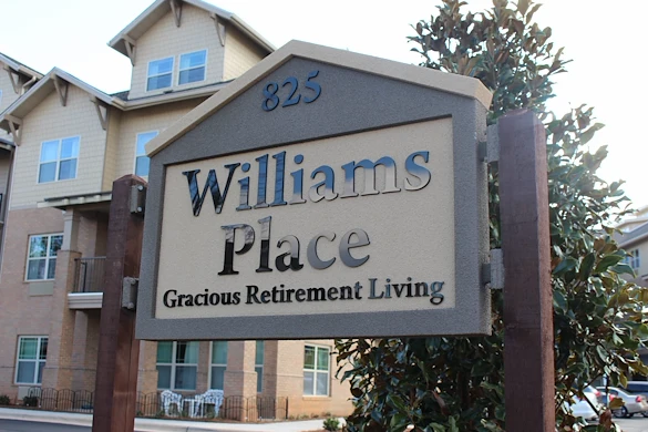 Williams Place Gracious Retirement Living Hawthorn Senior Independent Living in Davidson, North Carolina front exterior welcome sign