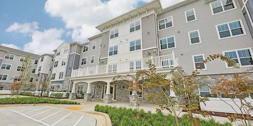 Willow Manor at Cabin Branch senior living community offering independent living and affordable living in Clarksburg, MD, front exterior
