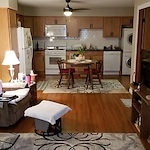 United Manor independent senior living in DeWitt, Iowa apartment kitchen