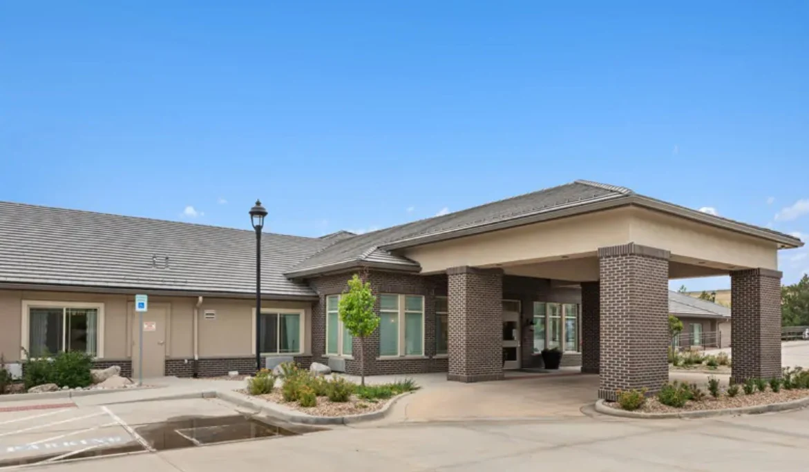 Assisted living and memory care at Belleview Heights Senior Living in Aurora, CO, front entrance