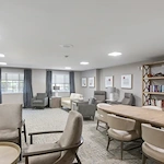 Independent living at Laurel Grove by Barclay House in Lawrenceville, GA, gathering space for reading, socializing, or games