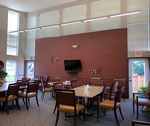 Suncrest Village independent senior living apartments in Newton, Iowa community media dining room