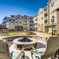 Azalea Estates Gracious Retirement Living Hawthorn Senior Independent Living in Chapel Hill, North Carolina rear exterior firepit