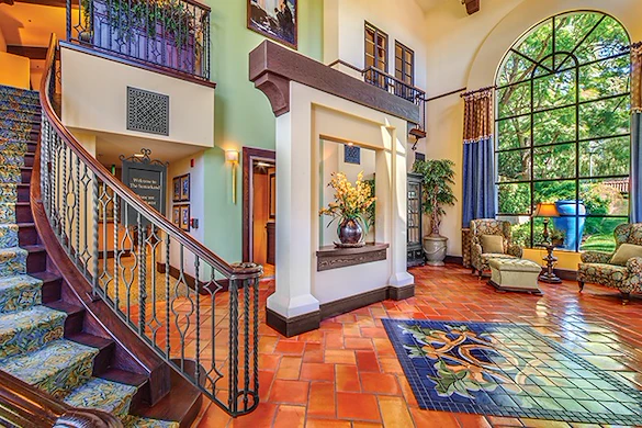 Covenant Living at the Samarkand in Santa Barbara, CA, entryway and visiting area