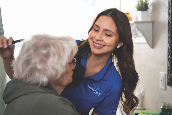 Assisting Hands Fremont, non-medical home care services in Newark, CA, serving Alameda County, caregiver helping senior with personal care