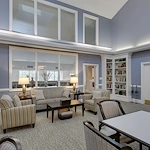 Bartlett Reserve independent living in Durham, NC, sitting area and library