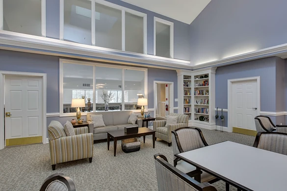 Bartlett Reserve independent living in Durham, NC, sitting area and library