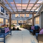 The Commons on Meridian Senior Living in Indianapolis, IN rear exterior patio gazebo