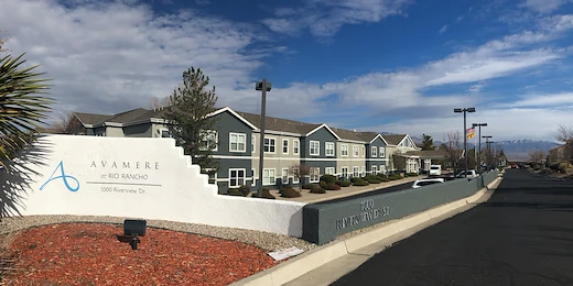 Avamere at Rio Rancho Senior Living in New Mexico welcome entrance sign