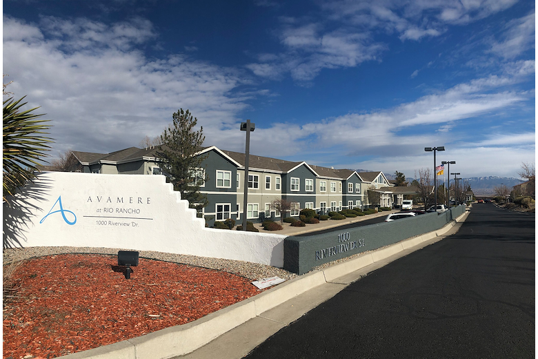 Avamere at Rio Rancho Senior Living in New Mexico welcome entrance sign