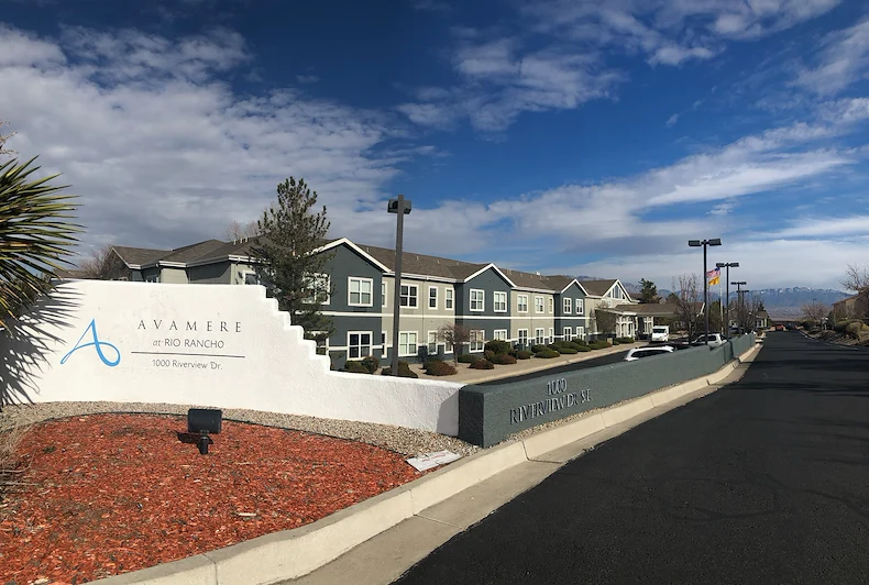 Avamere at Rio Rancho Senior Living in New Mexico welcome entrance sign