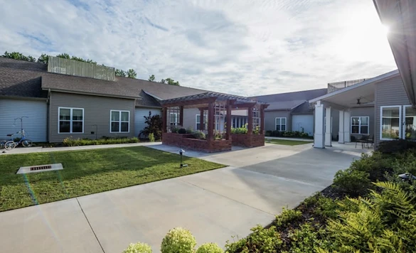 Clear Creek Senior Memory Care in Fayetteville, AR rear exterior patio gazebo