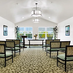 The Carriage House Gracious Retirement Living Hawthorn Senior Independent Living in Oxford, Florida gathering area
