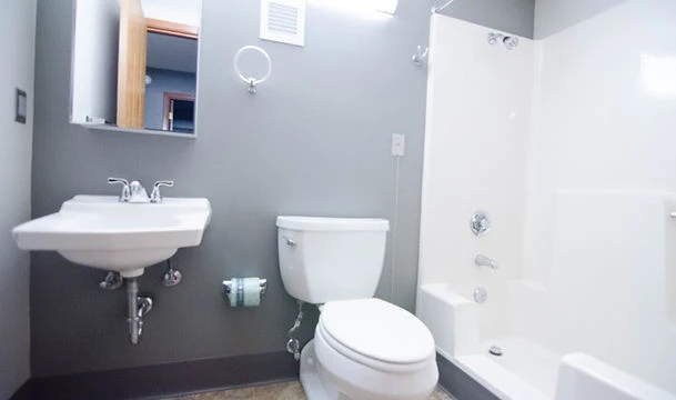 Ligutti Tower independent senior living apartment bathroom