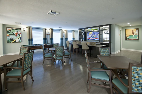 Allegro Fleming Island, senior living community offering independent living, assisted living, memory care, and respite care in Fleming Island, FL, activities room and social area