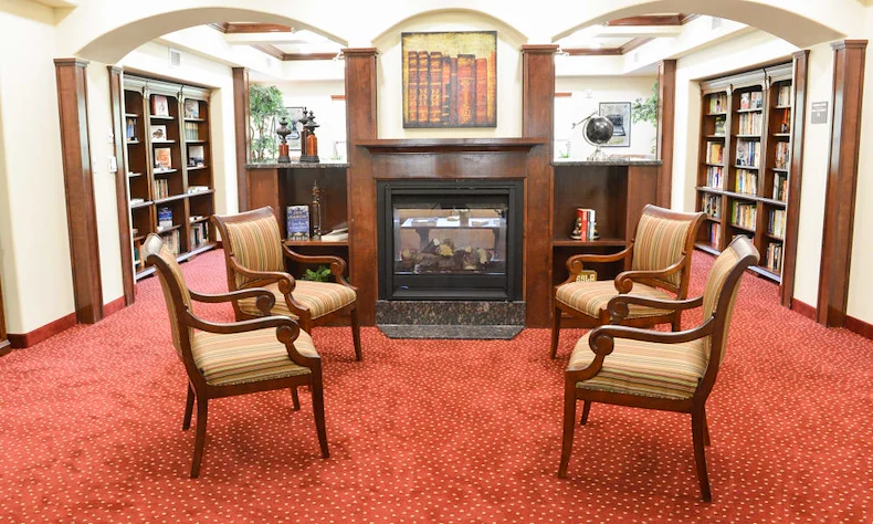 Carolina Estates Gracious Retirement Living Hawthorn Senior Independent Living in Greensboro, North Carolina fireplace