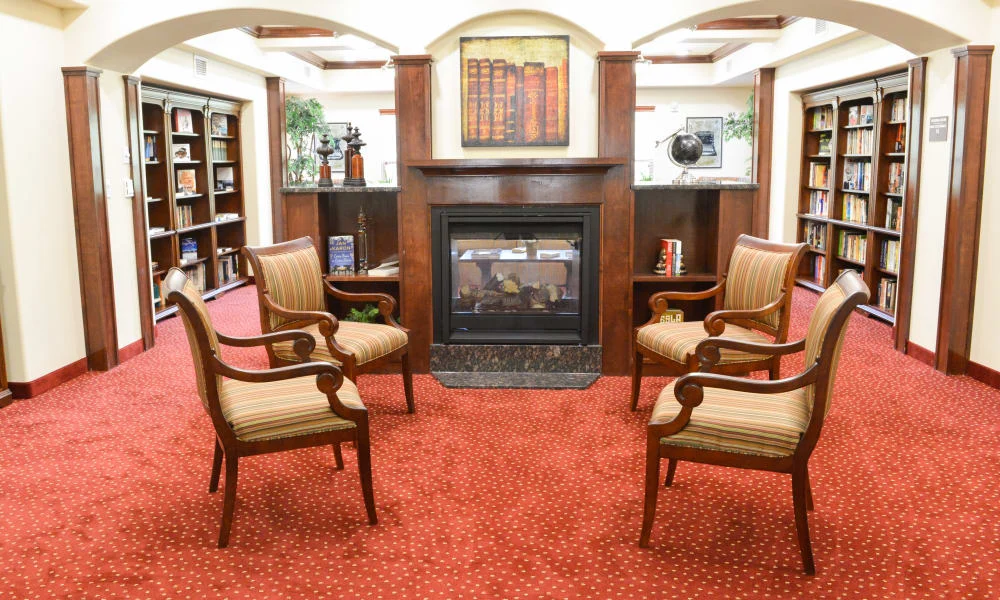 Carolina Estates Gracious Retirement Living Hawthorn Senior Independent Living in Greensboro, North Carolina fireplace