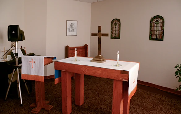 Our chapel space is open to all denominations and doubles a large group gathering room.