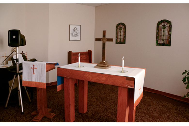 Our chapel space is open to all denominations and doubles a large group gathering room.