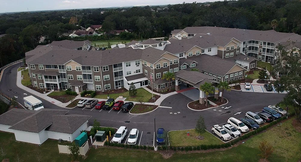 Osprey Heights Gracious Retirement Living Hawthorn Senior Independent Living in Valrico, Florida exterior drone view