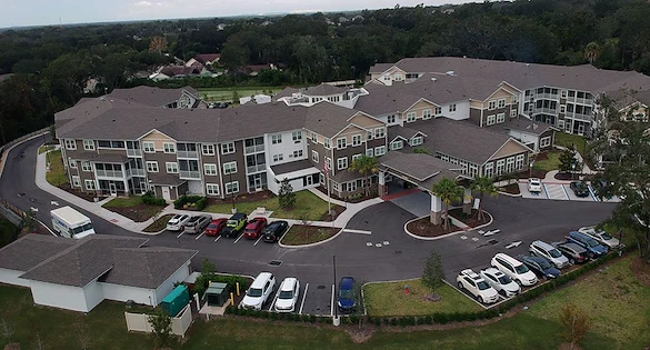 Osprey Heights Gracious Retirement Living Hawthorn Senior Independent Living in Valrico, Florida exterior drone view