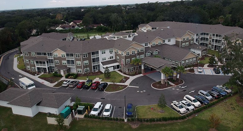Osprey Heights Gracious Retirement Living Hawthorn Senior Independent Living in Valrico, Florida exterior drone view