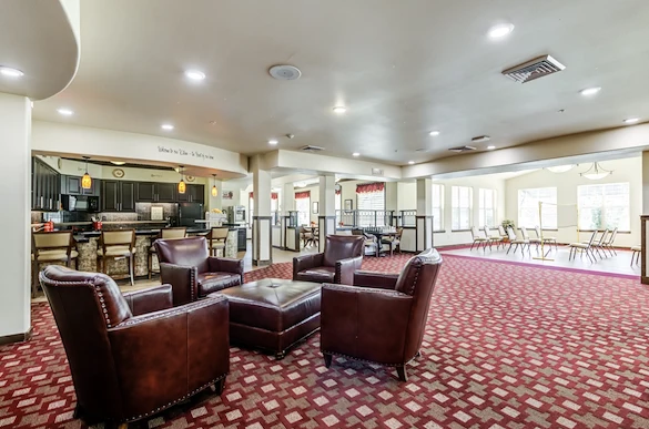 Alexis Estates Gracious Retirement Living by Hawthorn Senior Living, independent living in Allen, TX, common area with  seating
