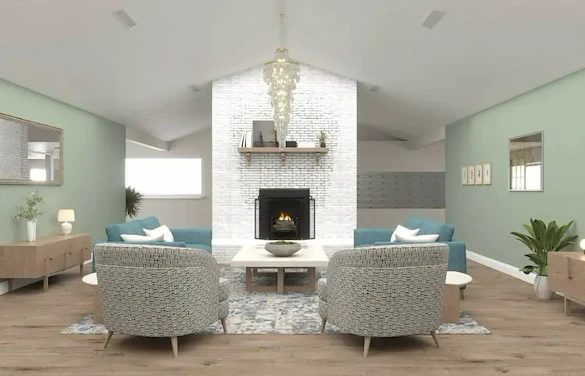 Charter Senior Living of Chattanooga sitting area by fireplace