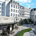 Corso Atlanta senior living community offering independent living, assisted living, memory care, and respite care in Atlanta, GA, exterior featuring the community cafe