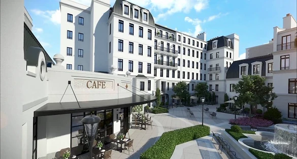 Corso Atlanta senior living community offering independent living, assisted living, memory care, and respite care in Atlanta, GA, exterior featuring the community cafe