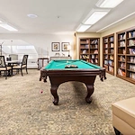 Carolina Estates Gracious Retirement Living Hawthorn Senior Independent Living in Greensboro, North Carolina billiards table game room