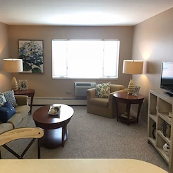 Ascension Casa Scalabrini Senior Living, independent senior living community in Northlake, IL, apartment living room